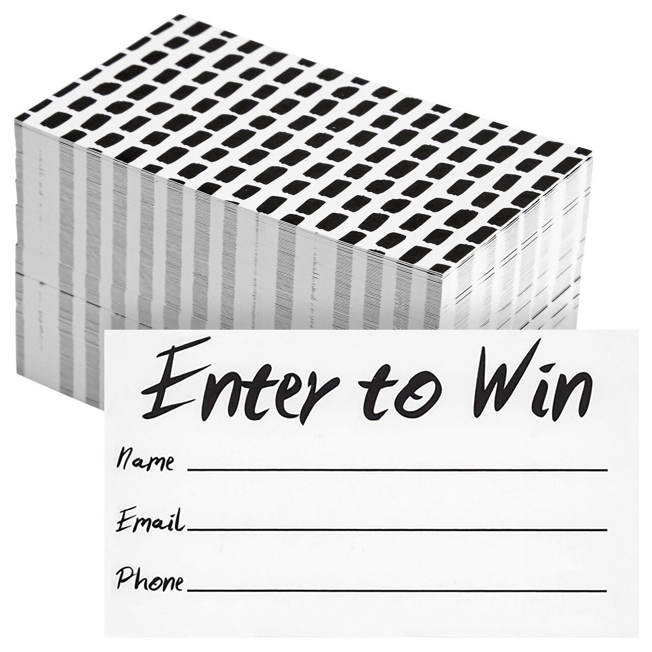 200-Pack Enter to Win Cards, 3.5x2 White Entry Form Raffle Tickets Slips for Fairs, Contests, Ballots, Carnivals, Drawings, Auction Events, Prize Games, Fundraisers